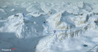 3-D-Ansicht der Skihochtour auf den Piz Surgonda von der Jenatschhütte