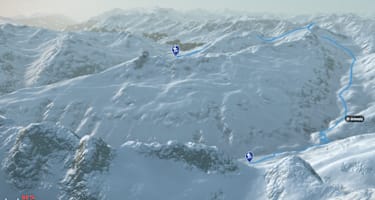 3-D-Ansicht der Skithochtour zum Pizzo Lucendro vom Gotthardpass