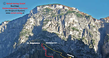 St. Magdalena Klettersteig - Übersicht Wand
