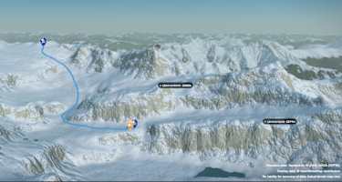 3-D-Ansicht der Skihochtour zum Wildstrubel von der Lämmerenhütte