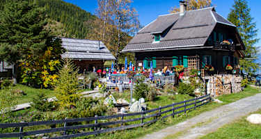 Die Alm hinterm Brunn liegt oberhalb des wunderschönen Weissensees.
