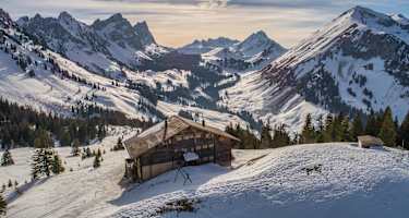 Aussicht von Chalet du Soldat im Winter