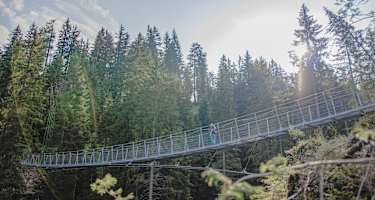 Die Hängebrücke am Parkplatz Karer See