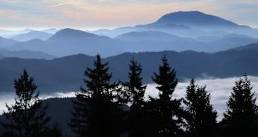 Schneeberg von der Terrasse des Otto-Kandler-Hauses