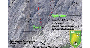 Topo Touren „24er“ und „Spürsinn“ an der Südwand der Kleinen Laserzwand