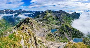 Blick von der Michseescharte auf die Spronserseen