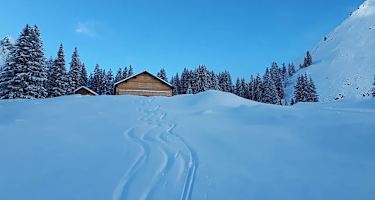 Der Alpengasthof Edelweiß am Öberle im Bregenzerwald im Winter