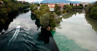 Mündung der Arve in die Rhone bei Genf