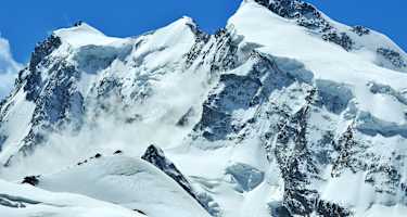 Das Monte Rosa-Massiv: Ganz links im Bild die Signalkuppe mit der Margheritahütte