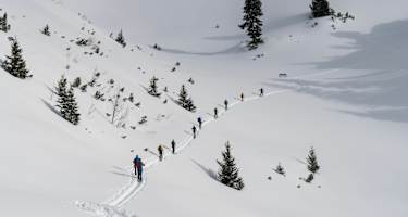 Teilstück des Ortovox Tourenlehrpfades am Rofan