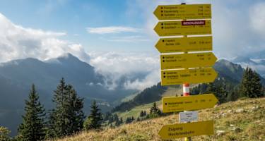 Vom Gipfel der Hochries bietet sich eine schöne Aussicht nach Süden