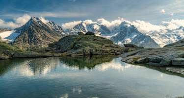 Fuorcla Surlej mit Panorama der Berninagruppe