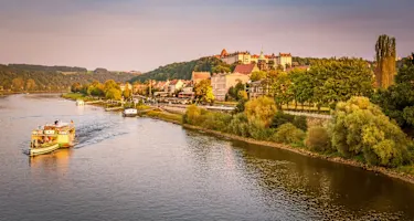 Rauenstein Blick zu Bärenstein bei Sonnenuntergang