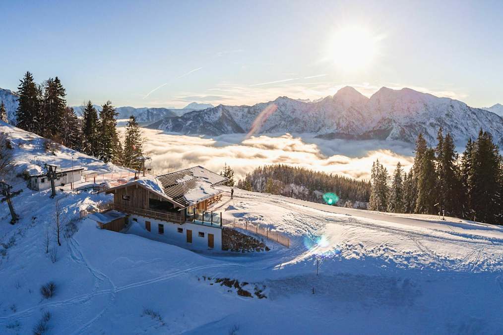 Panorama von der Unternberg Alm im Winter