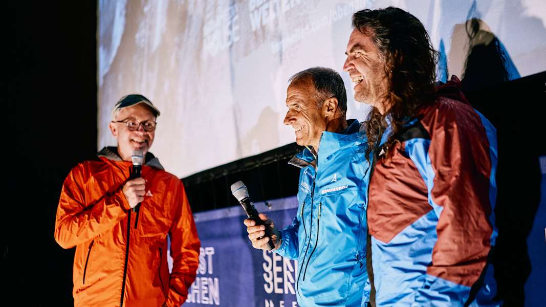 Schöffel, Klaus Haselböck, Thomas Huber, Ralf Dujmovits, Oben angekommen, Filmpremiere