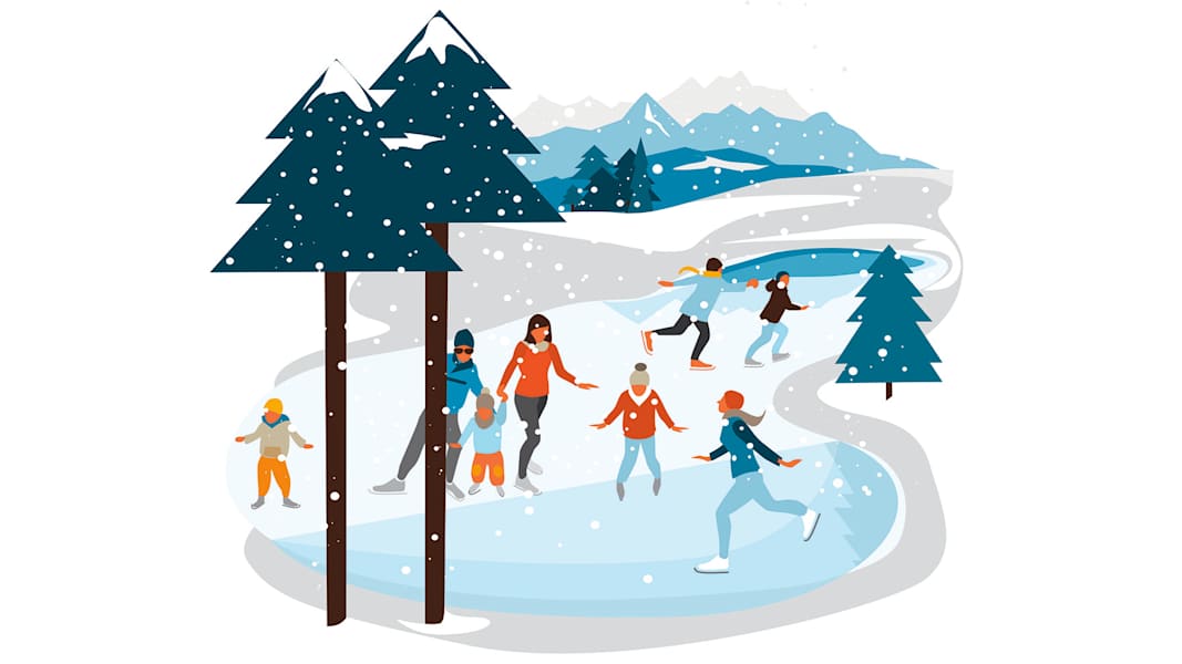 Romantisches Eislaufen am See