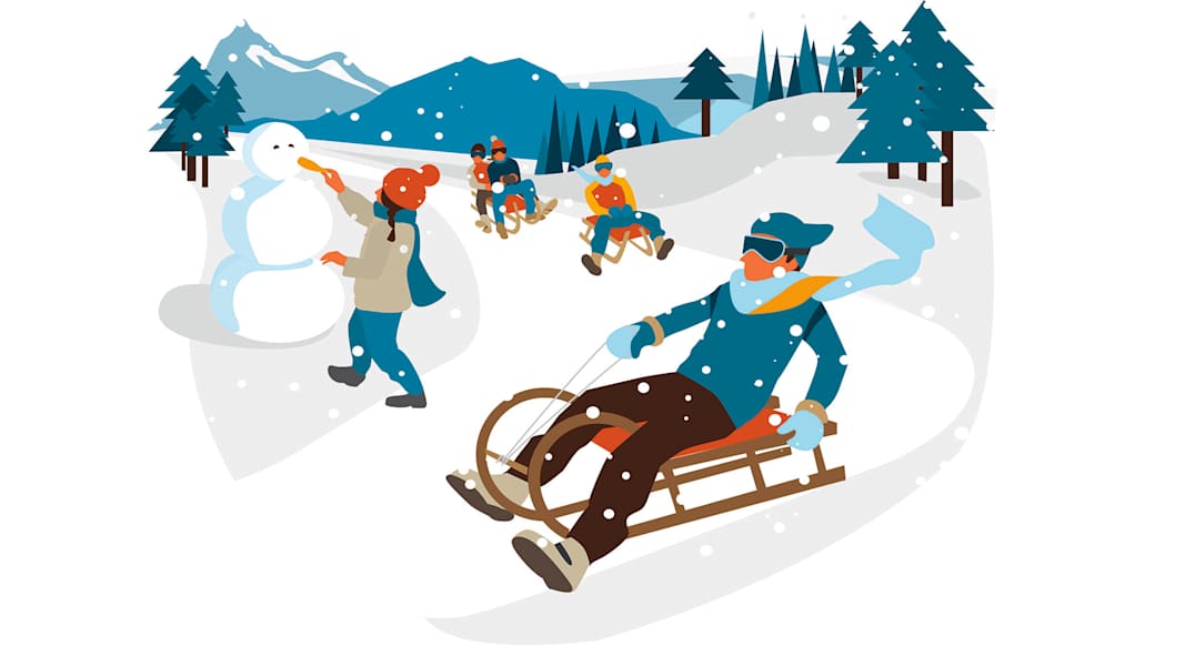 Beim Rodeln werden auch Erwachsene wieder zu Kindern