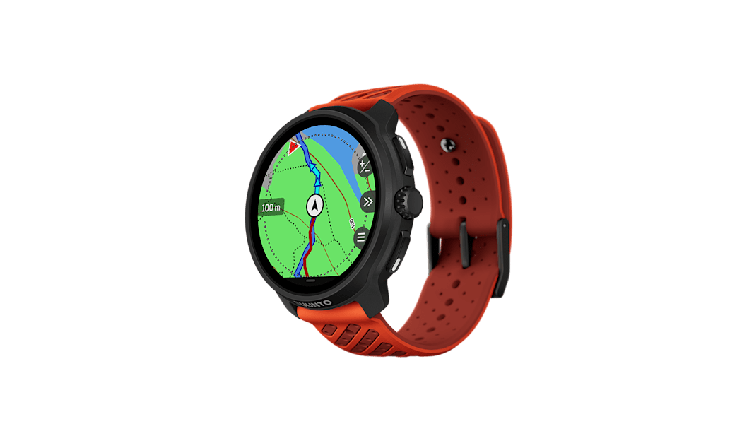 suunto race 2 sportuhr in coral orange gps karte display
