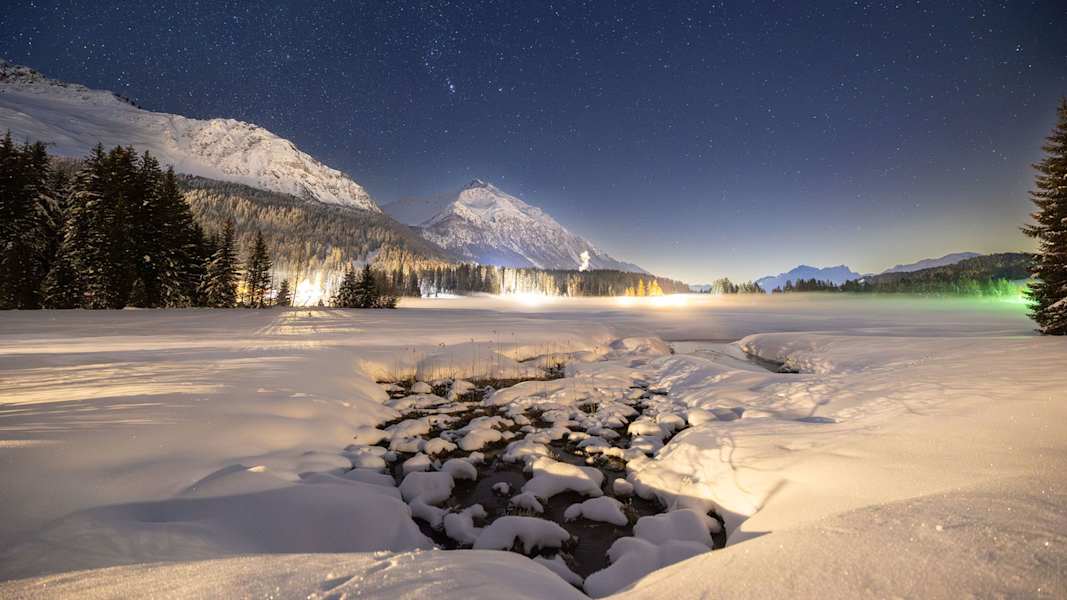 Eine Winternacht in Lenzerheide.
