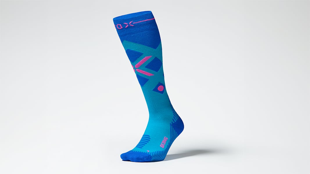 Merino Skiing Socks für Damen in der Farbe Turquoise Cobalt.
