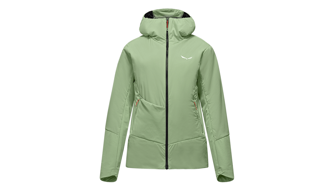 Die Pedroc TirolWool® Air Hybrid Jacke zum Speed Hiken für Damen in grün.