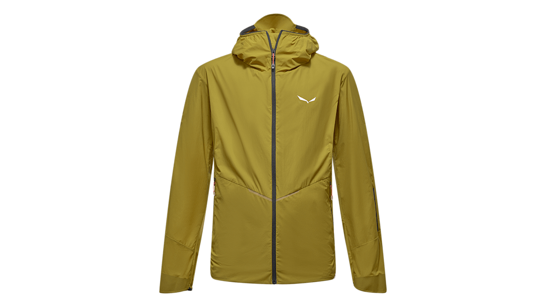 Die Pedroc Wind Hooded Jacke zum Speed Hiken für Herren in gelb.