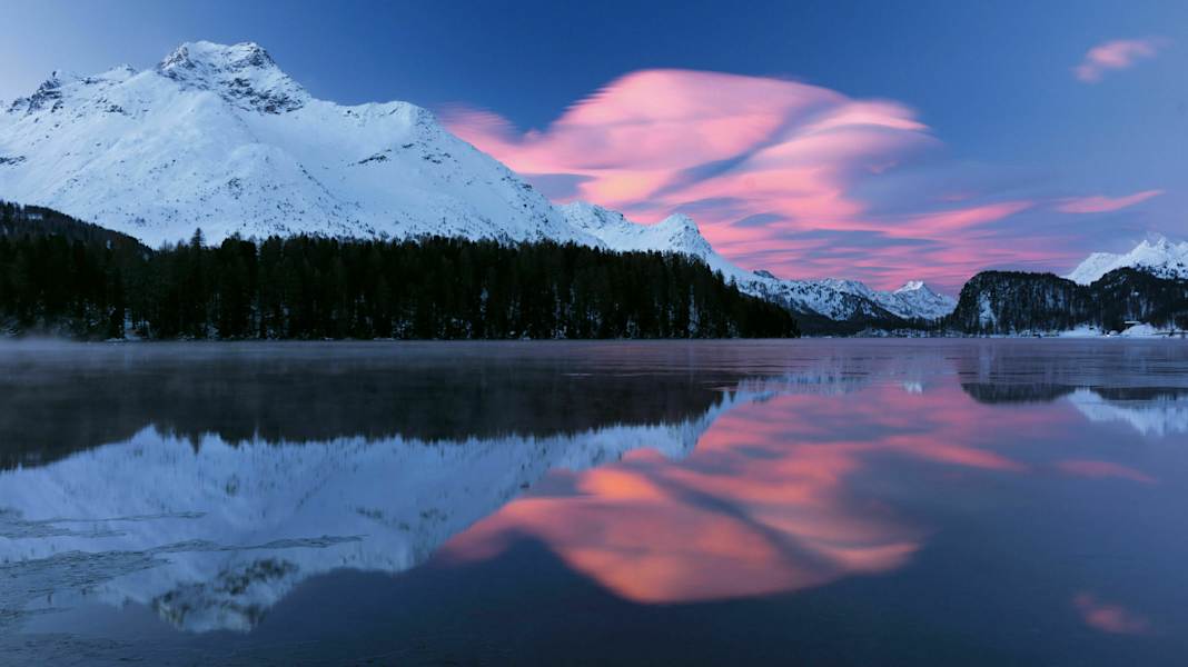 Der Silsersee bei Sils im Oberengadin