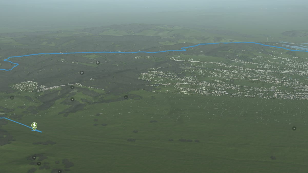 3D-Kartenausschnitt der Laufstrecke von Hütteldorf nach Nussdorf