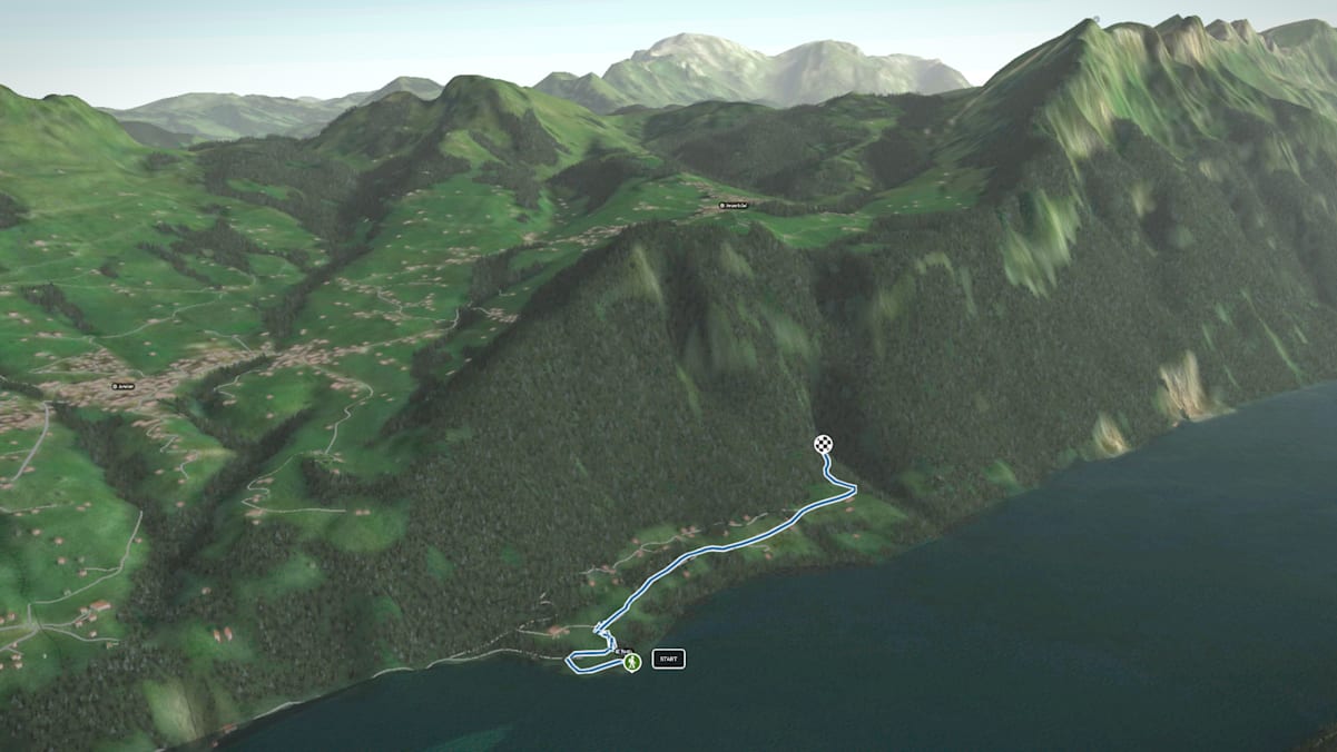 3D-Kartenausschnitt der Wanderung zu den Seerenbachfällen nahe dem Dorf Betlis