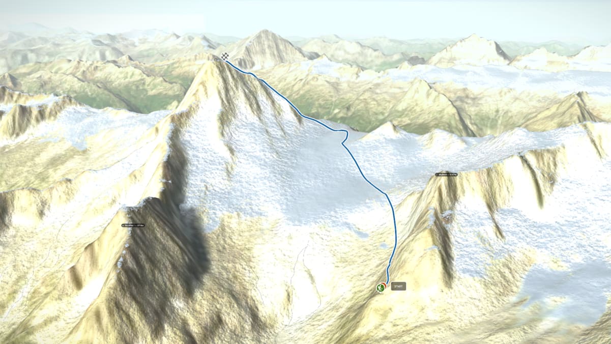 3D-Kartenausschnitt der Hochtour Bietschhorn (3.934 m)