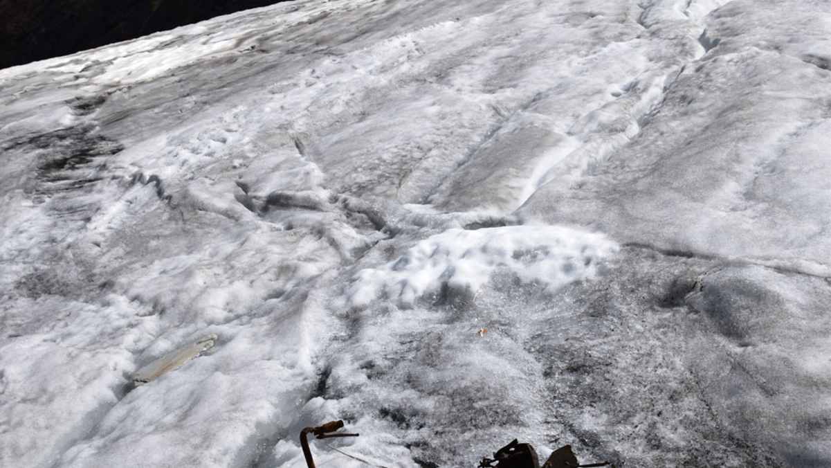 Das Gletscherrad an seinem Fundort in den Ötztaler Alpen