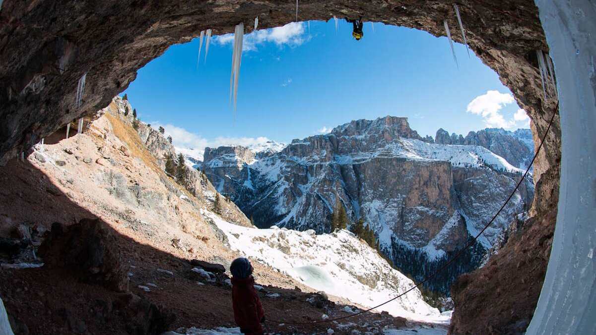 Klettern im sonnigen Südtirol trotz Winter und Kälte