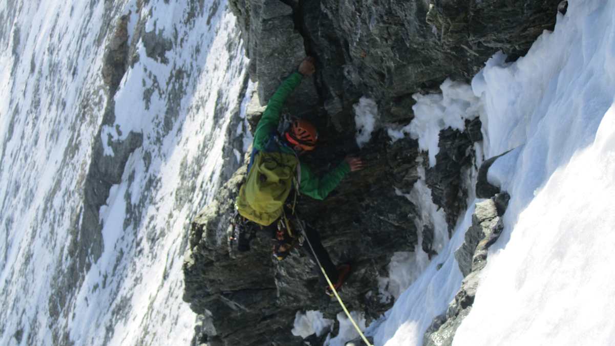 Simon Messner in der Matterhorn-Nordwand