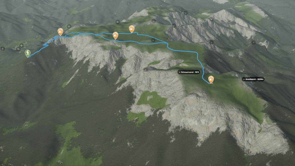 Kartenausschnitt: Die Tour auf der Schneealpe im Rax-Gebiet im Gesamtüberblick