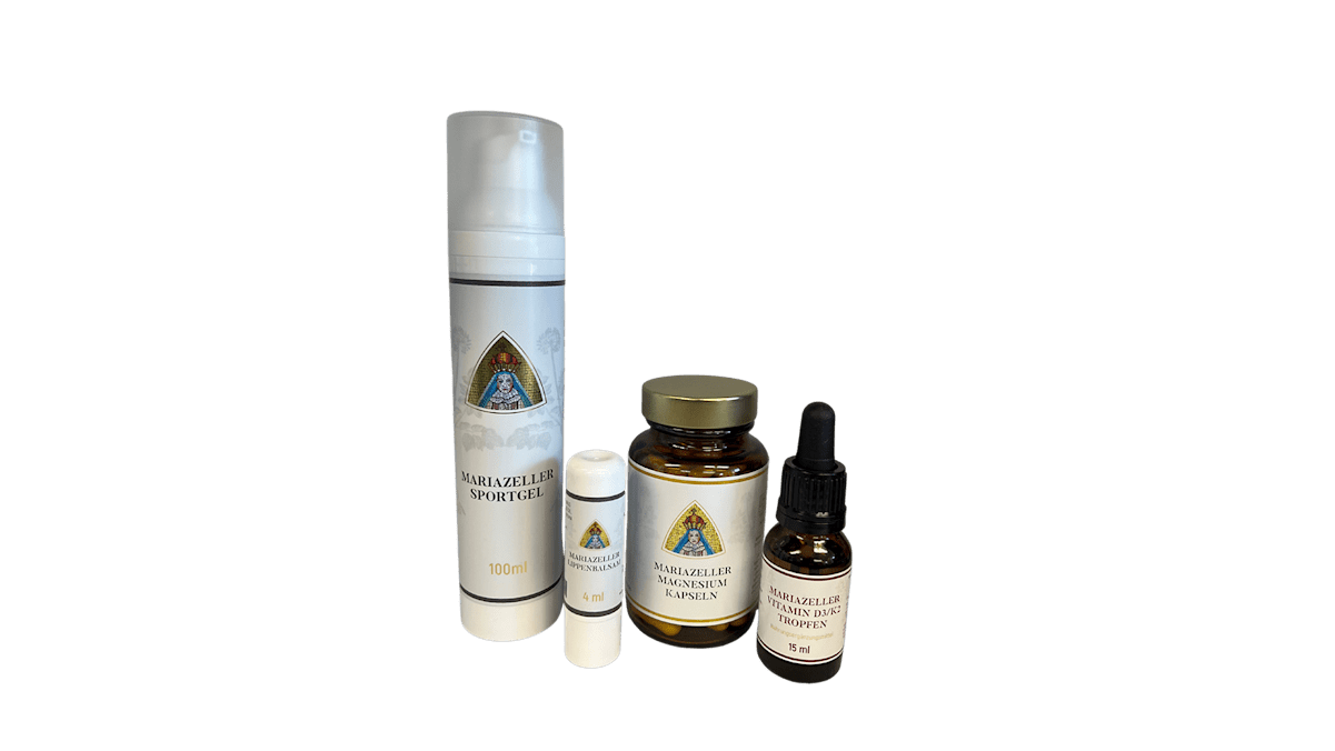 Apotheke zur Gnadenmutter sportlerpaket mit sportgel lippenbalsam magnesium kapseln und vitamin d3 k2 tropfen