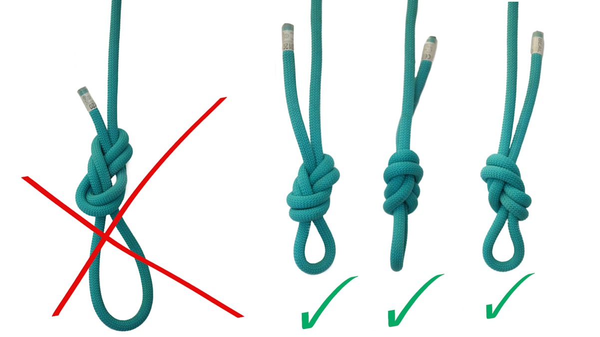 Achterknoten: falsch und richtig.