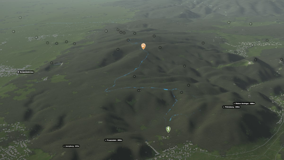 3D-Kartenausschnitt der Rundwanderung auf den Anninger (675 m) in Niederösterreich