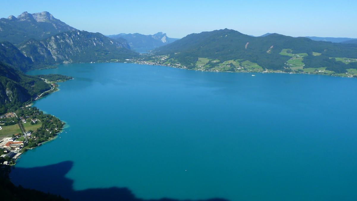 Blick auf die Südbucht des Attersees