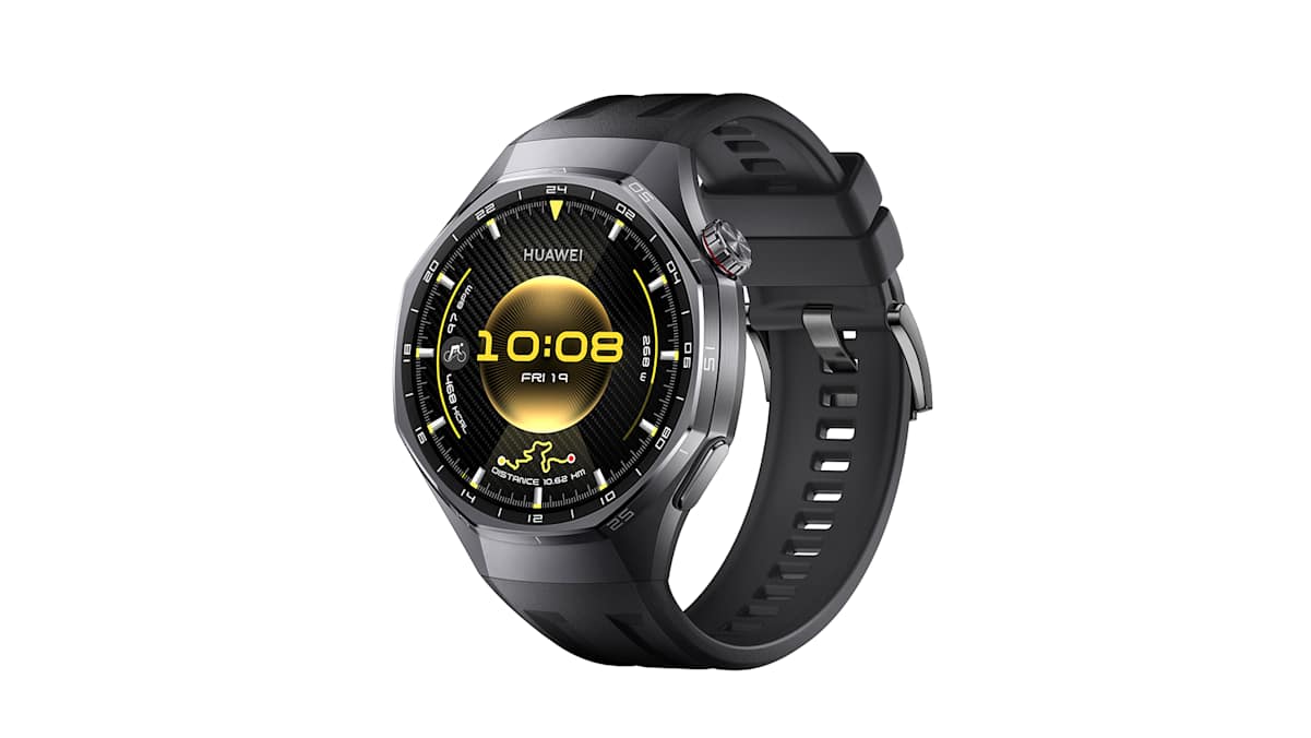 HUAWEI WATCH GT 6 mit schwarzem Armband – robuste Outdoor-Smartwatch für Sport und Abenteuer in den Bergen.