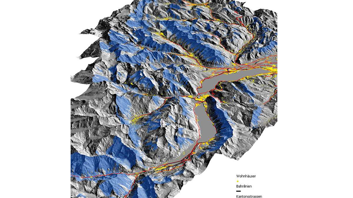 Interlaken/Schweiz: Karte von Lawinenabgängen