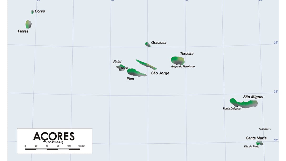 Karte der Azoren: Inseln im Atlantik