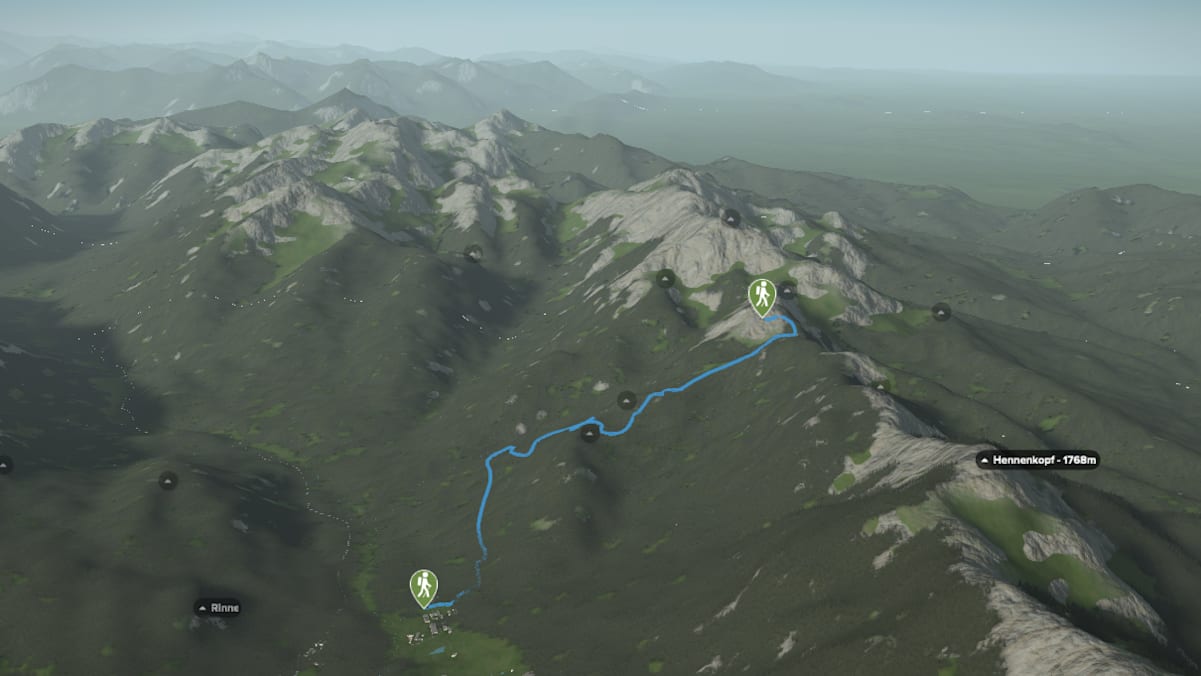 3D-Kartenausschnitt der Wanderung auf den Brunnenkopf (1.718 m)