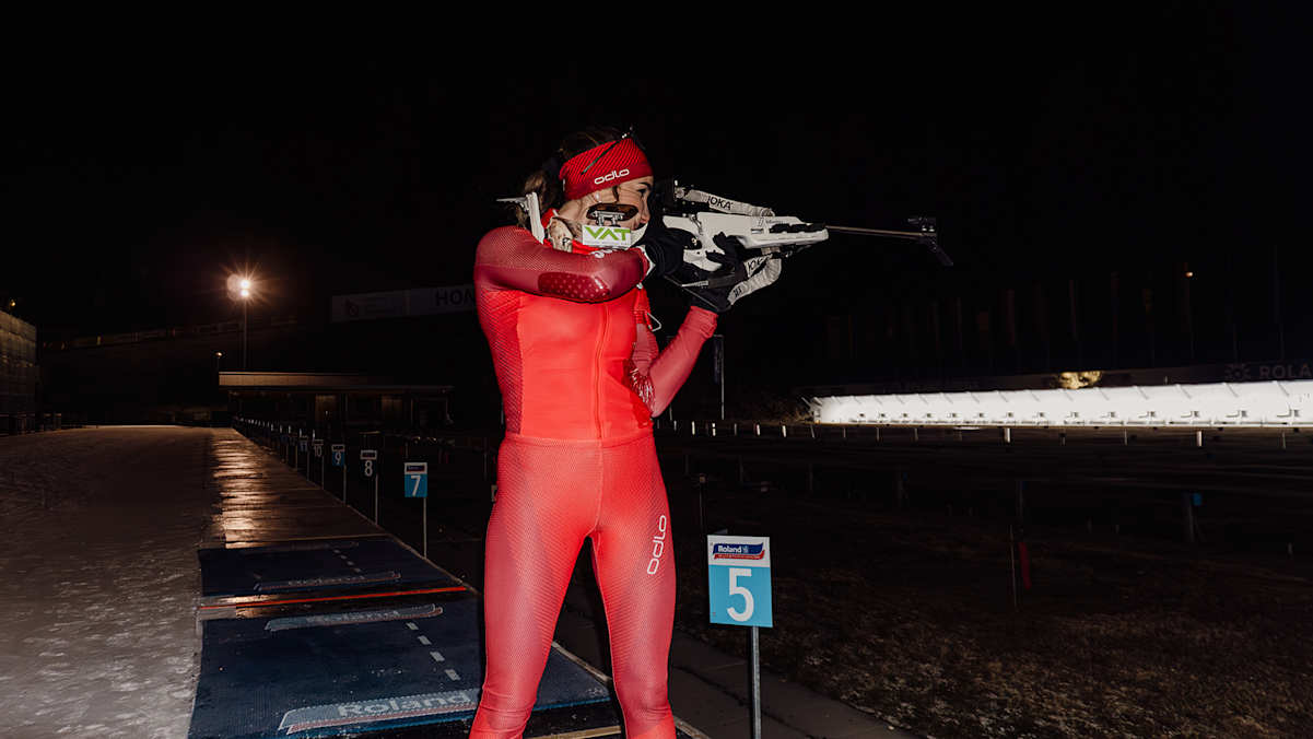 Aita Gasparin beim Biathlon-Training.