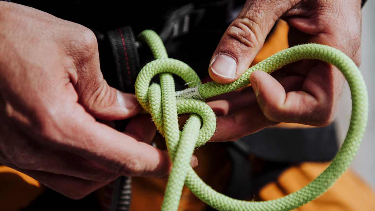 Der Achterknoten ist der Standardknoten beim Klettern
