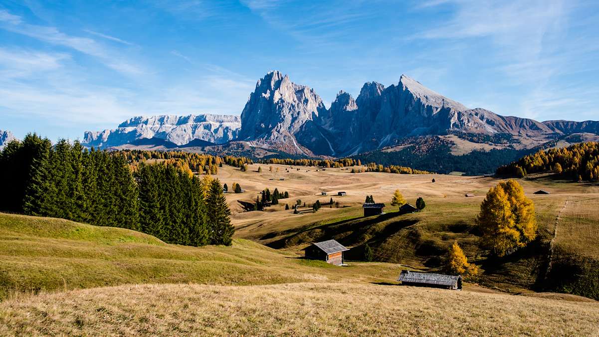 Die Seiser Alm zeigt sich im Herbst von ihrer sanften Seite.
