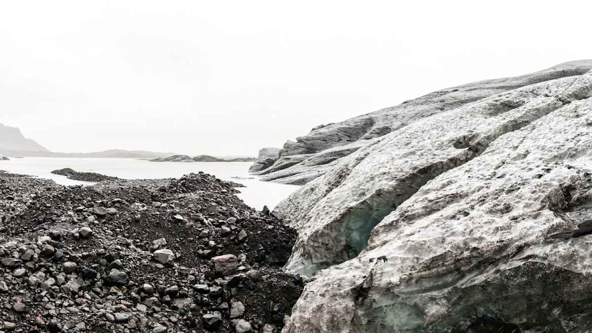 Die Front des Gletschers Fláajökull
