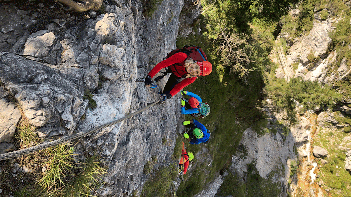 Steiler Anstieg in der Silberkarklamm, „Hias“-Klettersteig