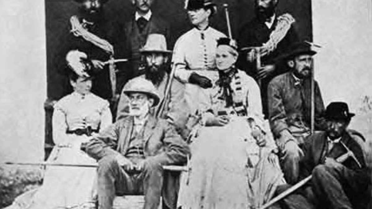 Bergführer Jakob Anderegg mit Freunden und prominenten Bergführern