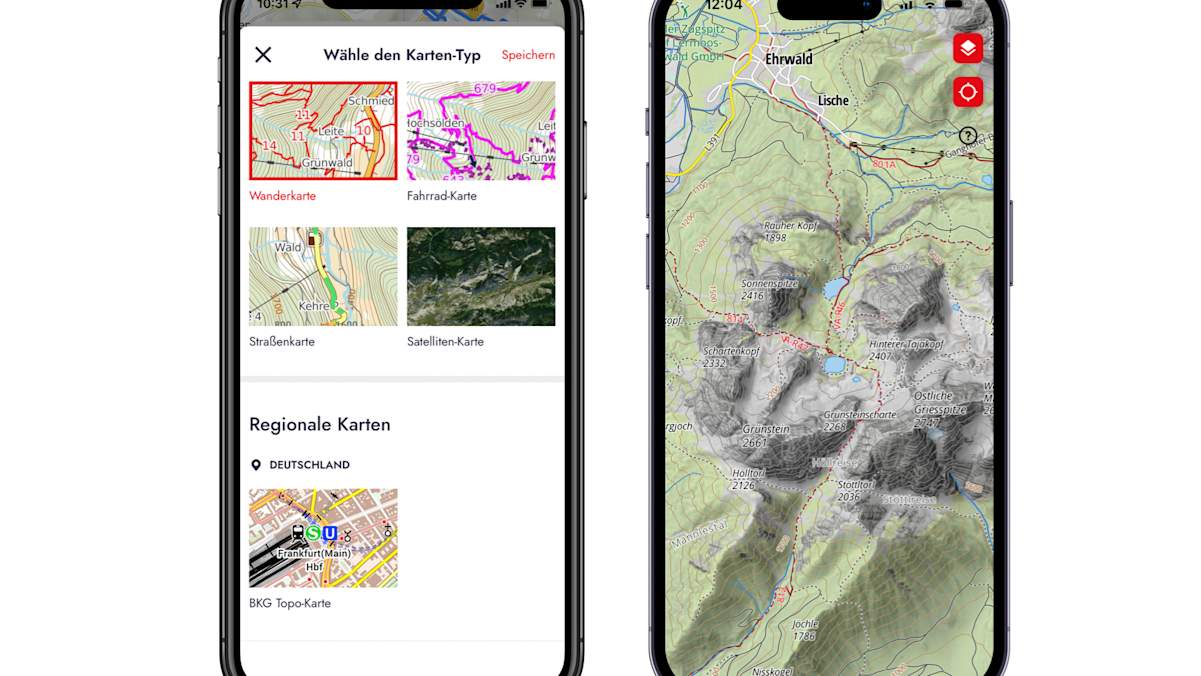 Den Karten der Rother App liegt eines der besten Geländemodelle zugrunde.