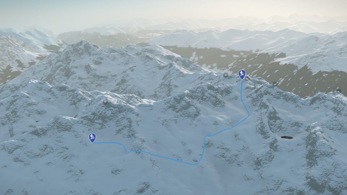 3D-Kartenausschnitt der Skitour auf die Kreuzjochspitze am Arlberg